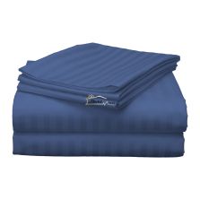 Cearsaf de pat dublu king size Damasc Policoton dunga 1 cm, 230 x 260 cm, Albastru