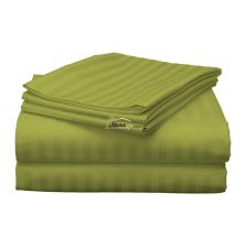 Cearsaf de pat dublu extra large Damasc Policoton dunga 1 cm, 230x260 cm, Verde Olive