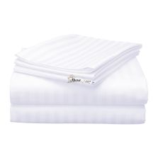 Cearsaf de pat o persoana Damasc Policoton dunga 1 cm, 160 x 230 cm, Alb