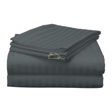 Cearsaf de pat 2 persoane Damasc Policoton dunga 1 cm, 220 x 230 cm, Gri Antracit