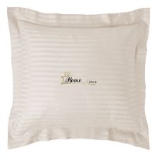 Fata de perna Damasc policoton dunga 1 cm, 70 x 70 cm si tiv cu bordura 3,5 cm, Bej Cappuccino