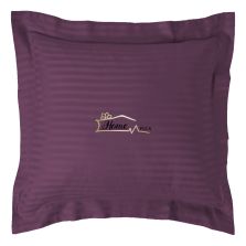 Fata de perna Damasc policoton dunga 1 cm, 70 x 70 cm si tiv cu bordura 3,5 cm, Mov