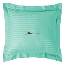 Fata de perna Damasc policoton dunga 1 cm, 70 x 70 cm si tiv cu bordura 3,5 cm, Verde Jad