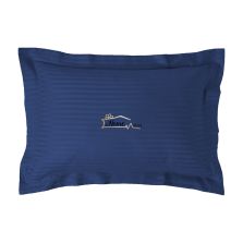 Fata de perna Damasc policoton dunga 1 cm, 50 x 70 cm si tiv cu bordura 3,5 cm, Albastru