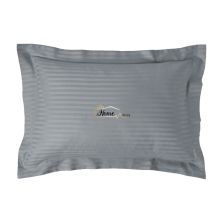 Fata de perna Damasc policoton dunga 1 cm, 50 x 70 cm si tiv cu bordura 3,5 cm, Gri Deschis