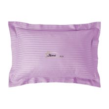 Fata de perna Damasc policoton dunga 1 cm, 50 x 70 cm si tiv cu bordura 3,5 cm, Lila
