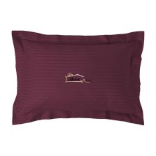 Fata de perna Damasc policoton dunga 1 cm, 50 x 70 cm si tiv cu bordura 3,5 cm, Rosu Visiniu