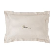 Fata de perna Damasc policoton dunga 1 cm, 50 x 70 cm si tiv cu bordura 3,5 cm, Bej Cappuccino