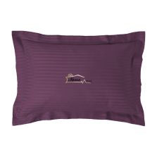 Fata de perna Damasc policoton dunga 1 cm, 50 x 70 cm si tiv cu bordura 3,5 cm, Mov