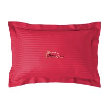 Fata de perna Damasc policoton dunga 1 cm, 50 x 70 cm si tiv cu bordura 3,5 cm, Rosu Persan