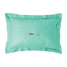 Fata de perna Damasc policoton dunga 1 cm, 50 x 70 cm si tiv cu bordura 3,5 cm, Verde Jard