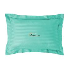 Fata de perna Damasc policoton dunga 1 cm, 50 x 70 cm si tiv cu bordura 3,5 cm, Turcoaz Deschis