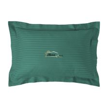 Fata de perna Damasc policoton dunga 1 cm, 50 x 70 cm si tiv cu bordura 3,5 cm, Verde