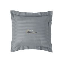 Fata de perna Damasc policoton dunga 1 cm, 40 x 40 cm si tiv cu bordura 3,5 cm, Gri Deschis