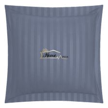 Fata de perna Damasc Bumbac 100% dunga 1 cm, 70 x 70 cm si tiv cu bordura 3,5 cm, Gri Antracit