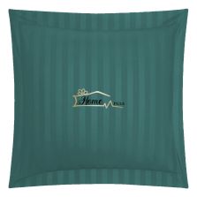 Fata de perna Damasc Bumbac 100% dunga 1 cm, 70 x 70 cm si tiv cu bordura 3,5 cm, Verde Petrol