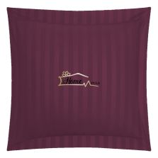 Fata de perna Damasc Bumbac 100% dunga 1 cm, 70 x 70 cm, Pucioasa, Mov
