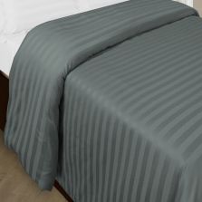 Cearsaf de pilota o persoana Damasc Policoton dunga 1 cm, 140 x 220 cm, Gri Inchis