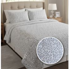 Lenjerie pat dublu extra large Creponata 100% Bumbac, cearsaf pat 240x260 cm, pilota 200x230 cm, 2 fete perna 50x70 cm, Bej/Gri, Pucioasa CREP71