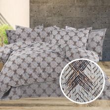 Lenjerie pat Creponata 100% Bumbac, cearsaf pat 160x240 cm, pilota 140x210 cm, fata perna 50x70 cm, Bej-Gri, Pucioasa