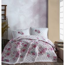 Cuvertura matlasata pat dublu, 240x260 cm si 2 Fete perne 50x70 cm, Clasy Alb DESIMA