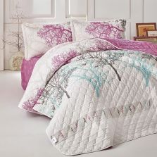 Cuvertura matlasata pat dublu, 240x260 cm si 2 Fete perne 50x70 cm, Clasy Roz MIDAS V1