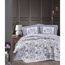 Cuvertura matlasata pat dublu, 240x260 cm si 2 Fete perne 50x70 cm, Clasy Mov MONTERA V2