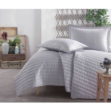 Cuvertură pat 2 persoane matlasată, 240x260 cm și 2 Fețe perne 50x70 cm, Clasy Gri PEDRA V2