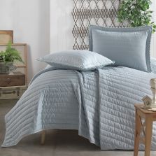 Cuvertură pat 2 persoane matlasată, 240x260 cm și 2 Fețe perne 50x70 cm, Clasy Bleu PEDRA V4