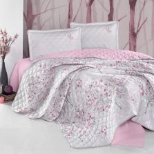 Cuvertura matlasata pat dublu, 240x260 cm si 2 Fete perne 50x70 cm, Clasy Alb SALIDA V2