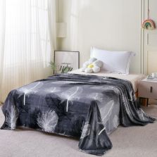 Patura Cocolino imprimata 200x230 cm, Gri cu pene Ralex Pucioasa 