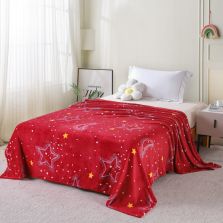 Patura Cocolino imprimata 200x230 cm, Rosu cu stelute Ralex Pucioasa 