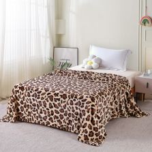 Patura Cocolino imprimata 200x230 cm, Maro cu animal print Ralex Pucioasa 