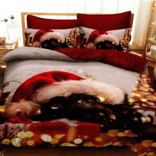 Lenjerie pat Crăciun Finet 3D, 6 piese, cearșaf pat 220x230 cm, pilotă 200x230 cm, 2 fețe pernă 70x70 cm, 2 fețe pernă 50x70 cm, F-XMAS46