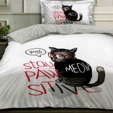 Pachet economic lenjerie pat o persoana Bumbac Finet 3 piese 3D, o perna matlasata 50x70 cm si pilota 140x210 cm primavara toamna (F1P14)-1