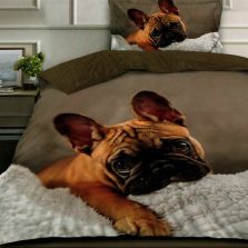 Pachet economic lenjerie pat o persoana Bumbac Finet 3 piese 3D, o perna matlasata 50x70 cm si pilota 140x210 cm primavara toamna (F1P27)-1