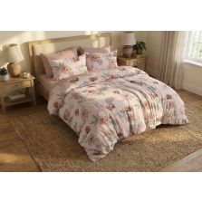 Lenjerie pat bumbac Finet 6 piese PROMO cu husă saltea 160x200 sau 180x200 cm, pilotă 200x220 cm, 2 fețe pernă 50x70 și 70x70 cm, Roz / Gri, Ralex Pucioasa