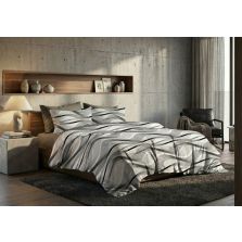 Lenjerie pat bumbac Finet 6 piese PROMO cu husă saltea 160x200 sau 180x200 cm, pilotă 200x220 cm, 2 fețe pernă 50x70 și 70x70 cm, Gri / Maro, Ralex Pucioasa