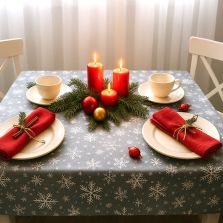 Față de masă rotundă 160 cm antimurdărire, Fulgi Gri Ralex Pucioasa 