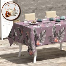 Fata de masa antimurdarire 140x180 cm, Imprimeu cu pene Mov Ralex Pucioasa 