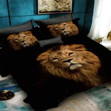 Lenjerie de pat dublu bumbac Finet 3D 6 piese 220 x 240 cm, Leu, Bej Negru, Pucioasa FN3D78