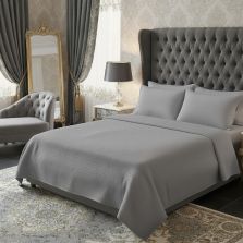 Lenjerie pat Creponata 100% Bumbac UNI, cearsaf pat 160x240 cm, pilota 140x210 cm, fata perna 50x70 cm, GRI, Ralex Pucioasa