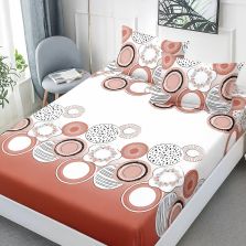 Set husă pat Finet Elegance + 2 fețe perne pentru saltea de 160x200 cm, Cercuri colorate, HF2FP89