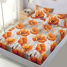 Set husa de pat Finet Elegance + 2 fete perna pentru saltea de 180x200 cm, Portocaliu, HF2FP74