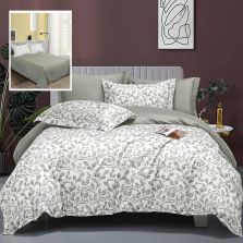 Pachet economic lenjerie pat dublu Bumbac Finet 6 piese Elegance + 2 perne matlasate 50x70 cm + pilota 200x215 cm primavara toamna (LEC16)-1