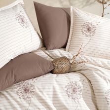 Lenjerie de pat dublu Bumbac Ranforce Boutique 4 piese, cearsaf pat 240x260 cm, pilota 200x220 cm, 2 fete perne 50x70 cm, Clasy Crem VENETA