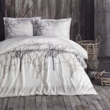 Lenjerie pat dublu Bumbac 100% Ranforce 4 piese extra large, cearsaf pat 240x260 cm, pilota 200x220 cm, 2 fete perne 50x70 cm, Bej MIDAS V2