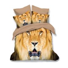 Lenjerie de pat dublu bumbac Finet 3D 6 piese 220 x 240 cm, Leu, Bej, Pucioasa FN3D74