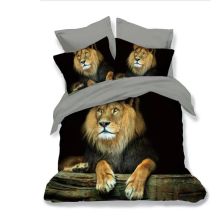 Lenjerie de pat dublu bumbac Finet 3D 6 piese 220 x 240 cm, Leu, Negru, Pucioasa FN3D88