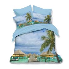 Lenjerie de pat dublu bumbac Finet 3D 6 piese 220 x 240 cm, Peisaj mare, Albastru, Pucioasa FN3D46